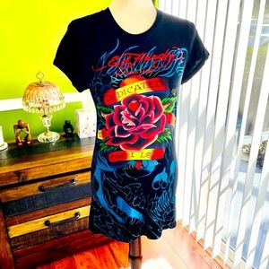 Ed Hardy Long T-Shirt with Rose 🌹 Design